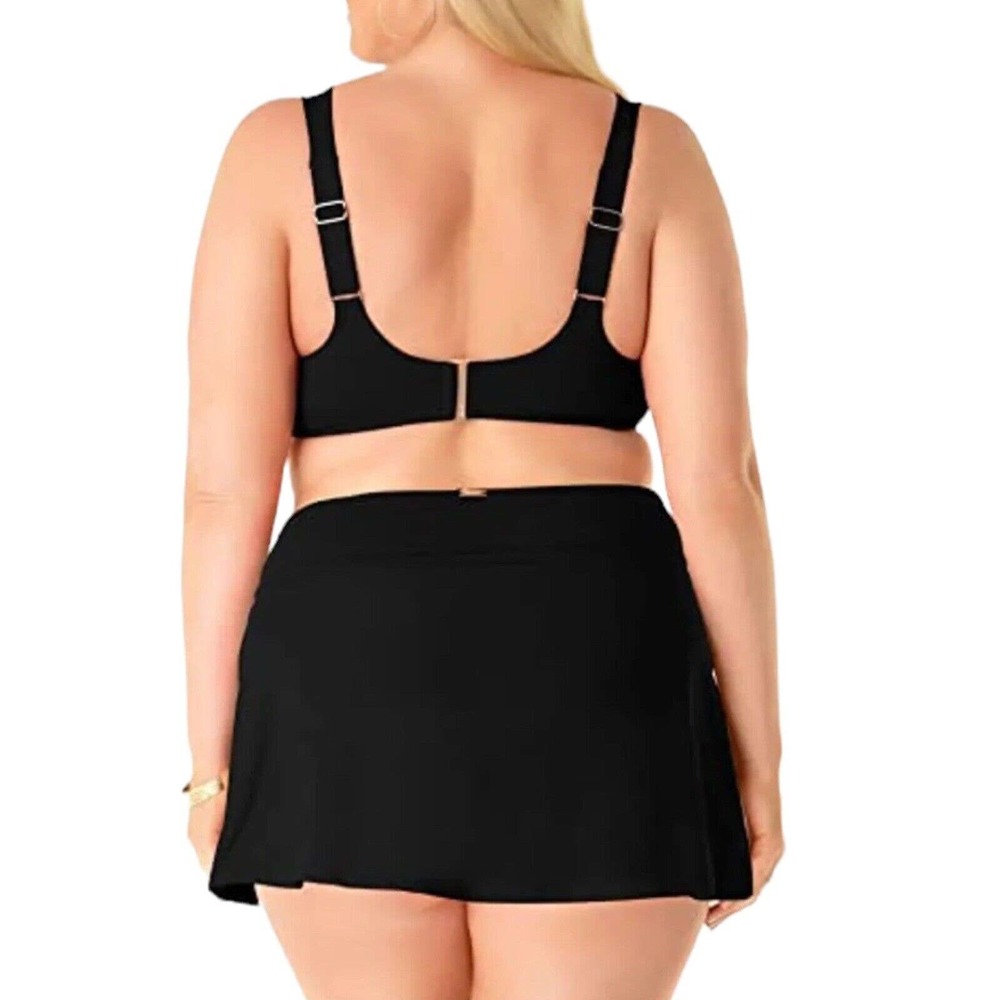 NWT Anne Cole Plus Solid Classic Black Modest Swim Skirt Skort Size 22w - Picture 2 of 8